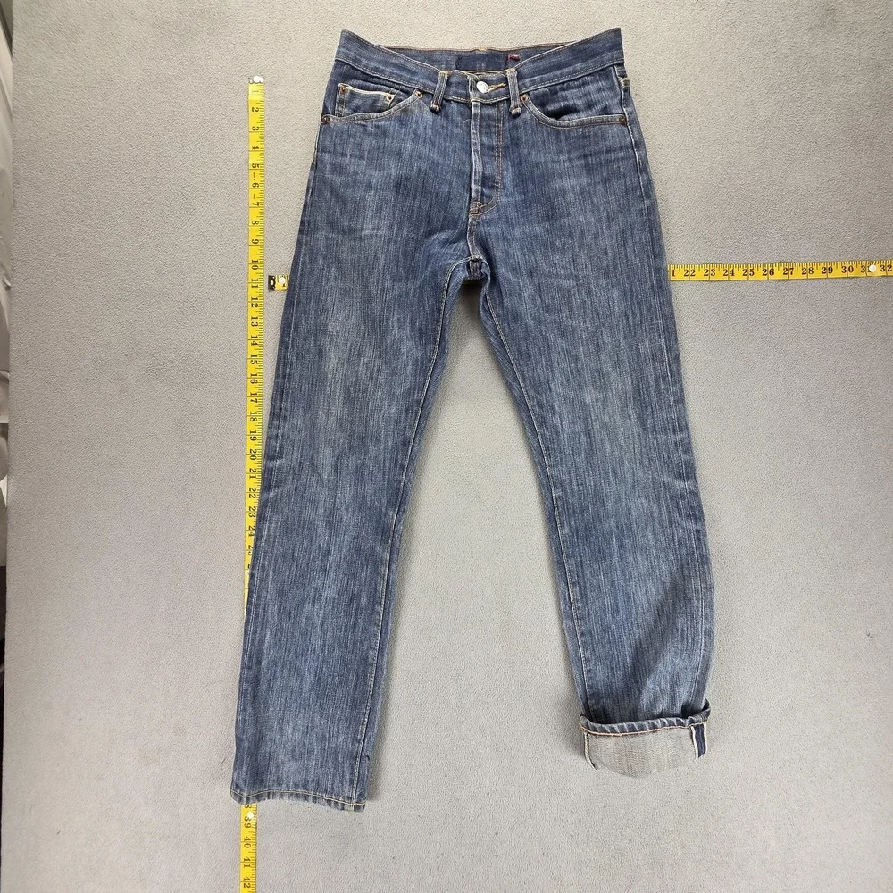 Vintage Levis 501 Jeans Mens Blue Selvedge LVC Straight‎ Button Fly Fits 28x29